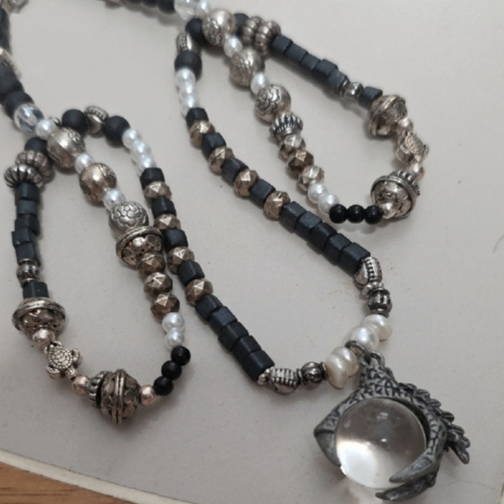 ELABORATLY DETAILED ONE OF A KIND TALON CRYSTAL BALL NECKLACE
